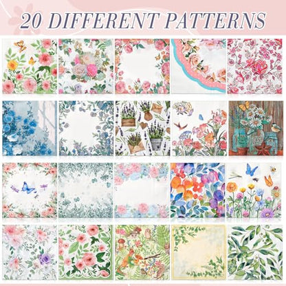 20 Pack Decoupage Napkins Floral Cocktail Decorative Paper Napkins (20 Count)