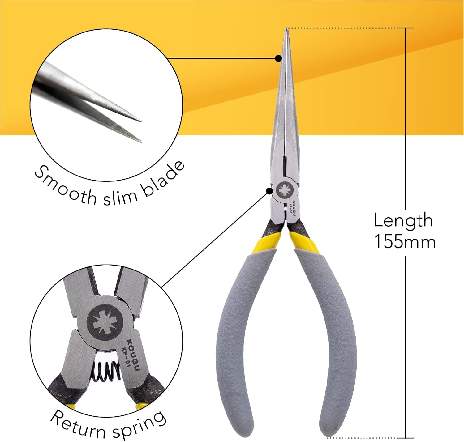 Super Precision Long Needle Nose Pliers - 6 Inch Steel Mini Long Nose Pliers With Non Serrated Edge & Non Slip Handles - Great For Jewelers, Fine Crafting, & Other High Precision Projects - Crafty Corner