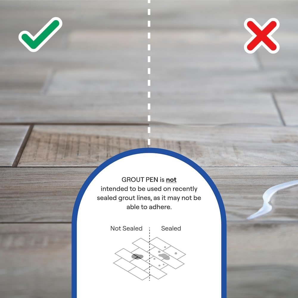 Grout Pen White Grout Paint: Waterproof Tile Paint Grout Refresh Restorer for Floor, Kitchen & Bathroom Shower Tiles - White - Can Size for Larger Projects - 125ml (4.2oz)