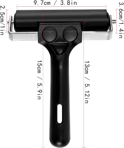 Printmaking Brayers，Rubber Roller, Brayer Ideal for Anti Skid Tape Construction Tools, Print, Ink and Stamping Tools,Crafting, Hard Rubber Roller Brayers, Vinyl Roller Ink Paint Brush (3.9in)