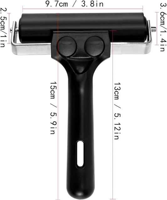 Printmaking Brayers,Rubber Roller, Brayer Ideal for Anti Skid Tape Construction Tools, Print, Ink and Stamping Tools,Crafting, Hard Rubber Roller Brayers, Vinyl Roller Ink Paint Brush (3.9in)