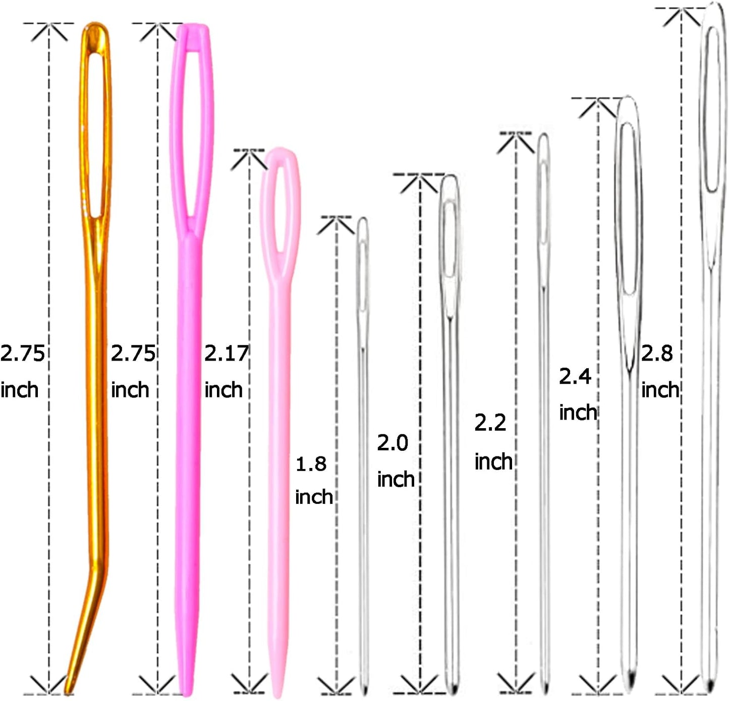 Hekisn 25Pcs Large Eye Blunt Yarn Needles kit, Assorted Sizes Bent Tapestry Darning Needle, Sewing Needles with Needle Threaders & Stitch Markers for Knitting Crochet (Green)