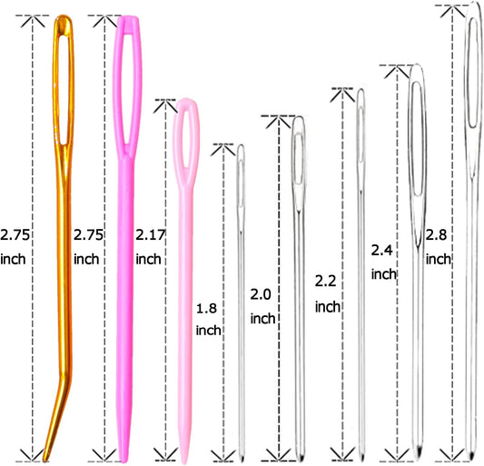 Hekisn 25Pcs Large Eye Blunt Yarn Needles kit, Assorted Sizes Bent Tapestry Darning Needle, Sewing Needles with Needle Threaders & Stitch Markers for Knitting Crochet (Red)