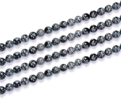 60pcs Adabele Natural Snowflake Obsidian Healing Gemstone 6mm (0.24 inch) Round Loose Beads Gem Stone Spacer for Craft Jewelry Making GF14-6