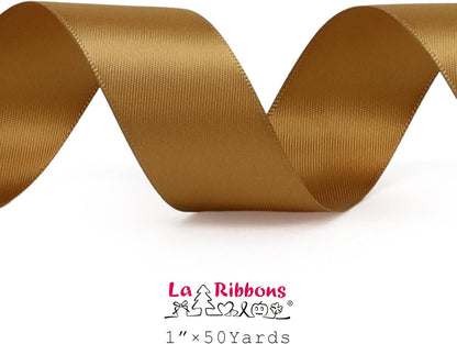 LaRibbons 1 Inch 50 Yard Double Faced Satin Ribbon,Pale Gold Satin Craft Fabric Ribbon for Gift Wrapping Floral Bouquets Wedding Party Decoration - Crafty Corner