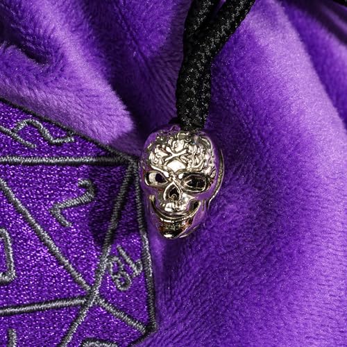 Large DND Dice Bag with Pockets Purple Storage Bag for D&D RPG Game (21 Ounce)