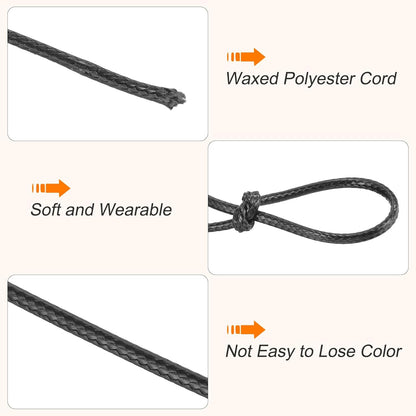 MECCANIXITY Waxed Cord 2.5mm Waxed Polyester Cord 87 Yard Wax String for Bracelet Making, Necklaces, Beading, Jewelry Making and DIY Crafts(Black)