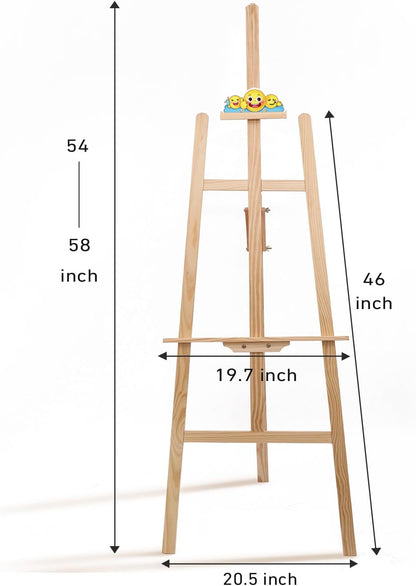 Wooden Easel Stand for Sign and Painting - Adjustable Artist Easel for Adults - Home & Wedding Display, Art Easel with Canvas Holder for Studio, Classroom