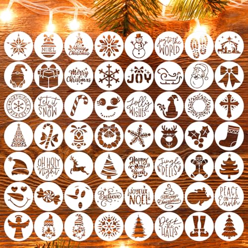 Christmas Stencils for Crafts Reusable 3" Christmas Stencil (56 Count)