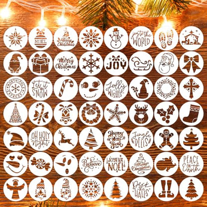 Christmas Stencils for Crafts Reusable 3" Christmas Stencil (56 Count)