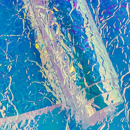 Iridescent Transparent Embossed Vinyl Holographic Blue Clear PVC Vinyl Craft Fabric 16"×54" for Sewing DIY Projects