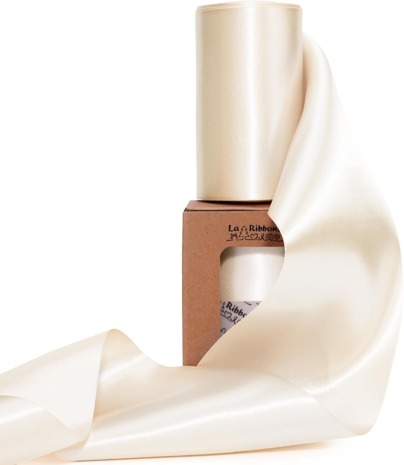 LaRibbons Nude Satin Ribbon 4 Inch 10 Yards Double Faced Luxury Nude Silk Ribbon for Gift Wrapping Flower Bouquets Bow Christmas Wedding Party Decoration - Crafty Corner
