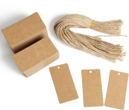 200pcs Kraft Paper Gift Tags with String, Price Tags, Display Label for DIY Project,Gifts Arts and Crafts Wedding Holiday (Brown)