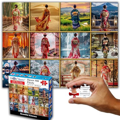 Beautiful Kimonos from Japan 500 Pieces Very Large Pieces Jigsaw Puzzle for 13+