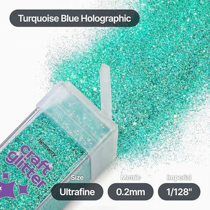 Craft Glitter Shaker Turquoise Blue Holographic 130g Ultrafine (4.5 Ounce)