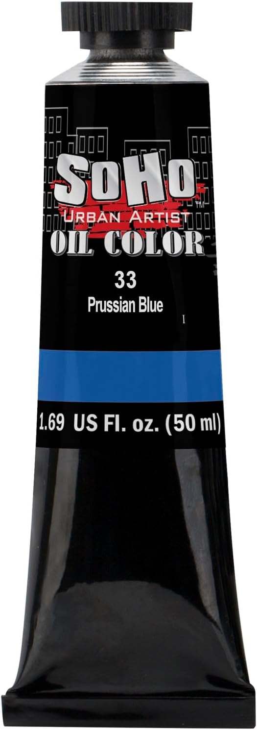 Soho Urban Artist Oil Paint - Prussian Blue, 50 ml Tube - Best Valued Oil Colors for Painting, Excellent Pigment Load