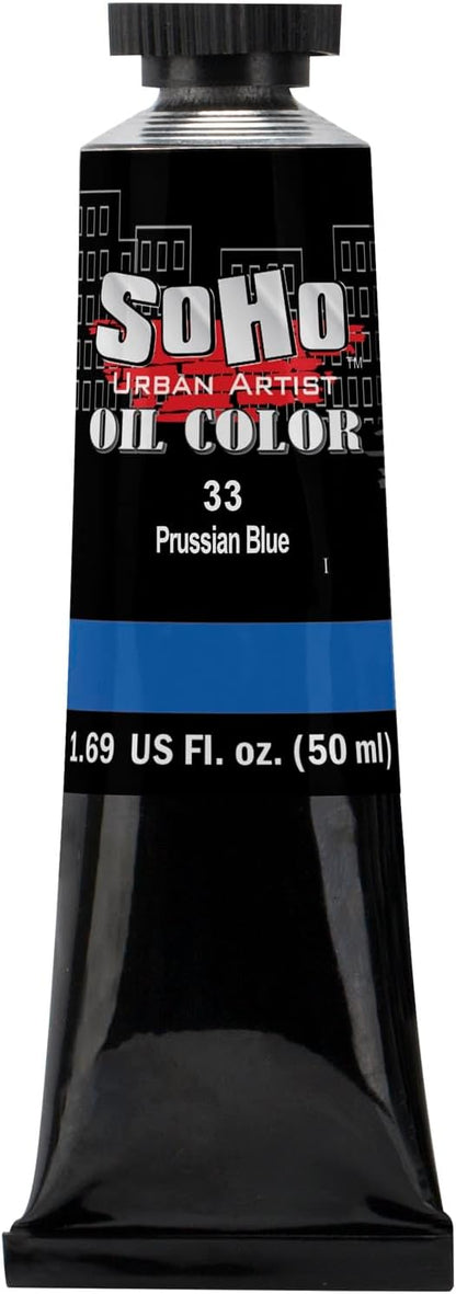 Soho Urban Artist Oil Paint - Prussian Blue, 50 ml Tube - Best Valued Oil Colors for Painting, Excellent Pigment Load