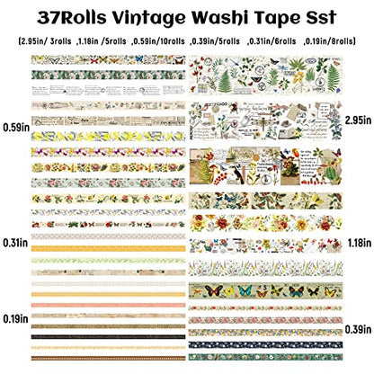 37 Rolls Vintage Washi Tape Set (37 Count)