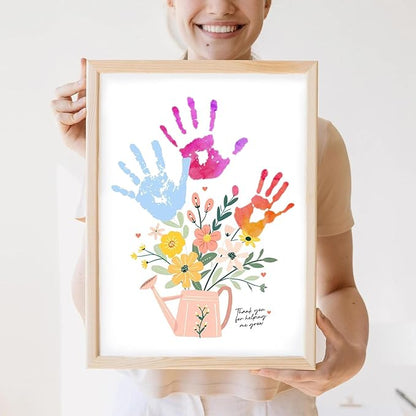 Physkoa Handprint Art Kit – “Thank You for Helping Me Grow” Watering Can Craft – DIY Handprint Gift for Teacher Appreciation, Mom, Grandma – Personalized Keepsake from Kids & Students(Art Deco-C)