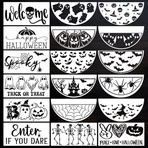 Halloween Stencils for Painting on Wood Halloween Stencils for Door Mats (18 Count)