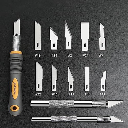 136 Piece Precision Hobby Knife Set with Blade Storage Magnetic Handle (16 Count)