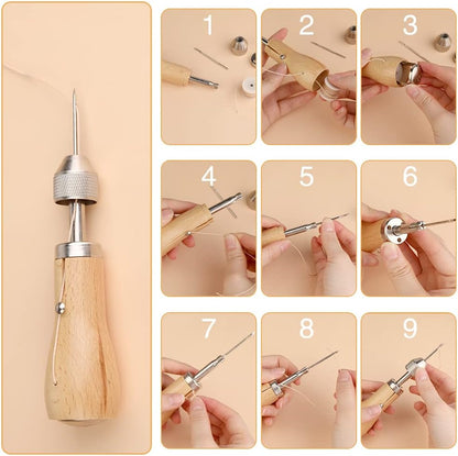 6 Pack Waxed Thread Leather Sewing Awl Replacement Spools, Repair Stitch Thread, Leather, Canvas Sewing Awl for All Stitching Tool, 3-Color