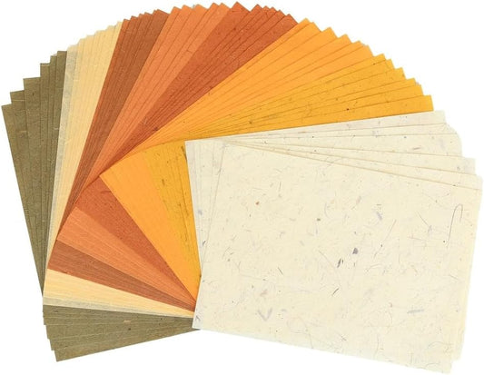 A5 50 Sheets Natural Fiber Mulberry Tree,Banan Bark Mulberry paper Sheets Square Origami Paper Arts Folding Craft, Decoration Paper, Square Folding Paper for DIY Crafts. 8.3" x 5.8" Brown Tone - Crafty Corner
