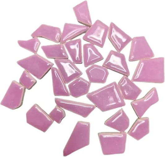 Mosaic Tiles 200g/7.05oz(Approx. 155-170pcs) Porcelain Mosaic Tiles 1-2.5cm 0.4mm Thickness Ceramic Mosaic Stones DIY Mosaic Craft Material(Purple)