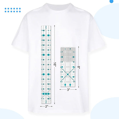 Quilting Ruler, 8 Piece Acrylic Quilting Templates, Sewing Ruler, Fabric Cutting Ruler with Non-Slip Rings, Quilting and Sewing (6"x17", 3"x17", 2"x16", 1.5"x12", 1"x12", 1"x6", 8"x3") (Blue)