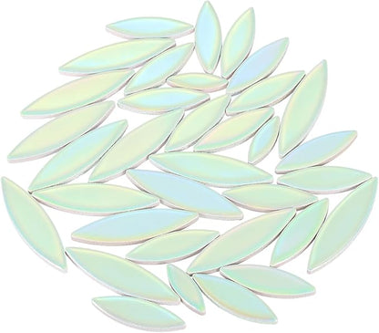 uxcell Ceramic Mosaic Tile, About 200g Teardrop Leaf Tile Mosaic Block for Handicrafts Artwork, Light Green/Blue