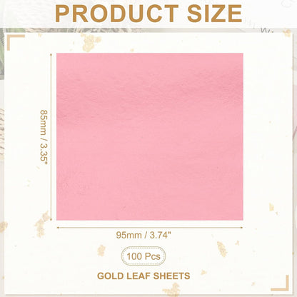PATIKIL Gold Leaf Sheets for Art 3.7" x 3.4", 100 Pcs Gold Foil Sheet Metallic Leaf Papers for DIY Crafts Resin Furniture Nails Paintings Home Decoration, Light Pink