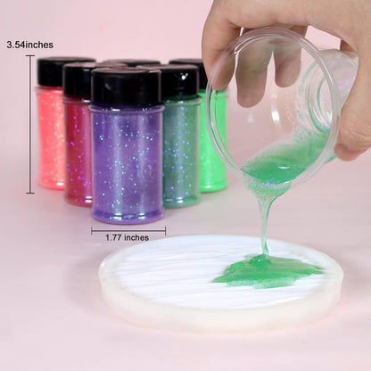 Renfio Iridescent Ultra Fine Glitter Powder Resin Supplies Glitters 1.94 Oz (55g) PET Flake Crafts Sequins 1/128" 0.008" 0.2mm Epoxy Chips Flakes for Tumblers Slime Painting - Light Green