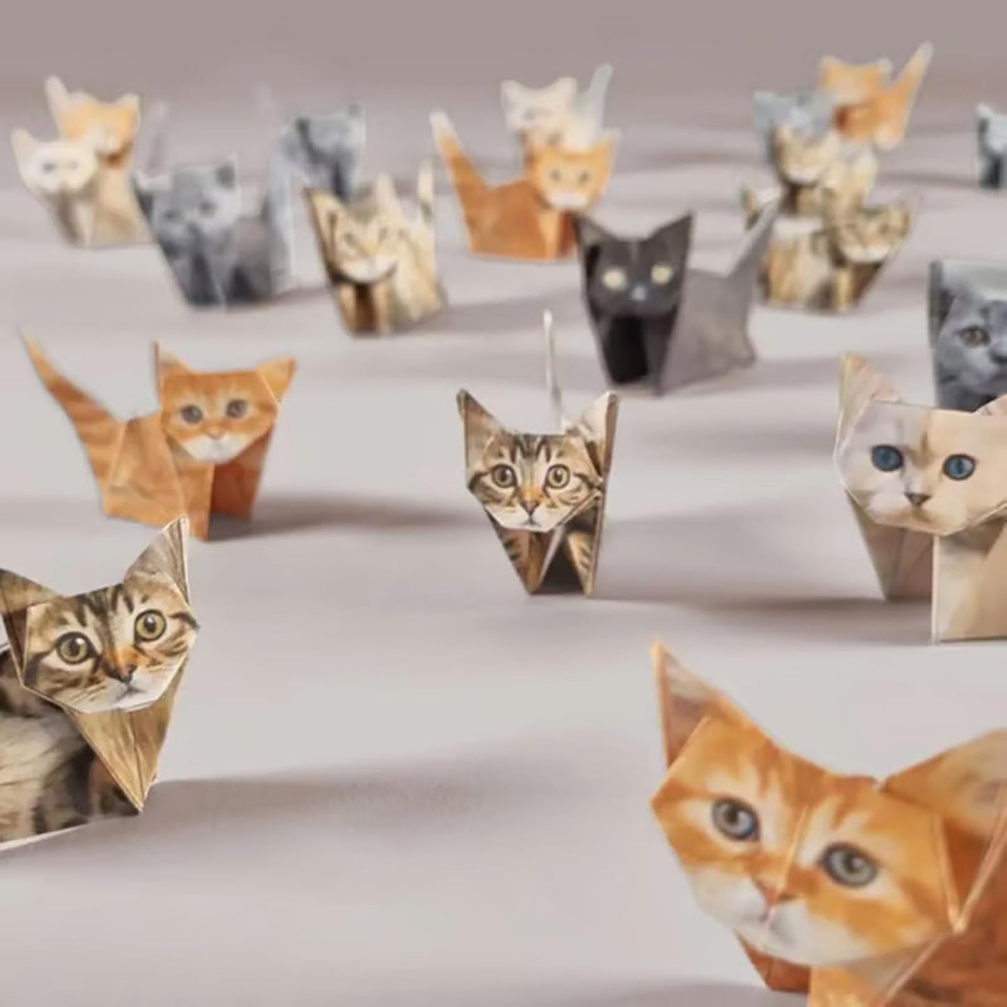 DIY Paper Cats Kit, Cute Kitten Origami Papercraft Kit, 50 Sheets DIY Origami Paper to Fold Cute Cat / Dog / Dinosaur Figures for Teens & Adults, Desk Decoration & Gift for Cat Lovers - Crafty Corner