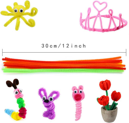 1000 Pieces Pipe Cleaners Bulk Assorted 20 Colors Chenille Stems