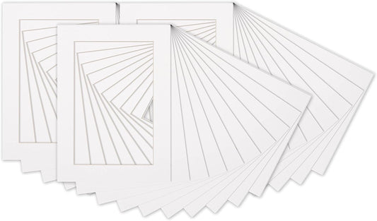 5x7 Mat for 8.5x11 Frame - Precut Mat Board Acid-Free White 5x7 Photo Matte Made to Fit a 8.5x11 Picture Frame, Premium Matboard for Family Photos, Show Kits, Art, Picture Framing, Pack of 25 Mats