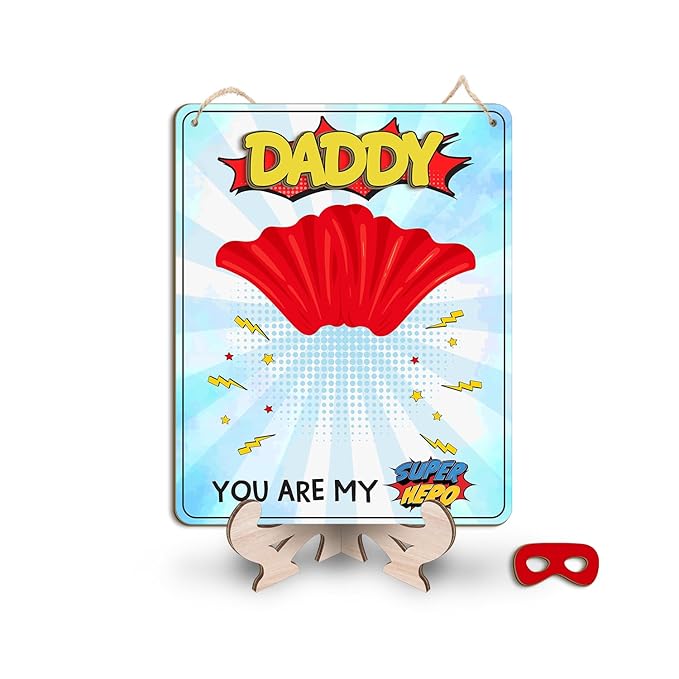 DIY My Dad Superhero Baby Footprint Craft Plaque, Super Dad Gift for Fathers Day, Baby First Fathers Day Footprint Art Craft for Superdad, Super Dad Craft from Kid Footprint, Gift for Dad Keepsake