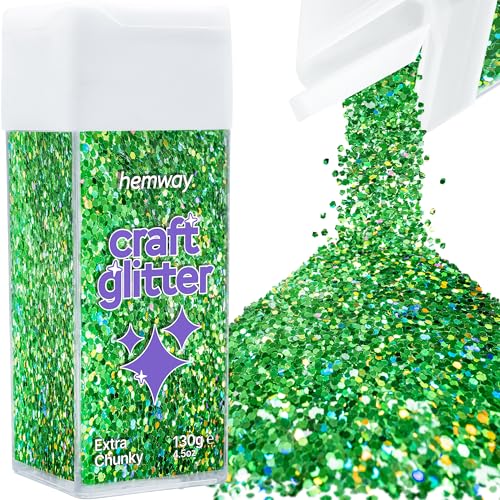 Craft Glitter Shaker Emerald Green Holographic 110g Extra Chunky (3.8 Ounce)