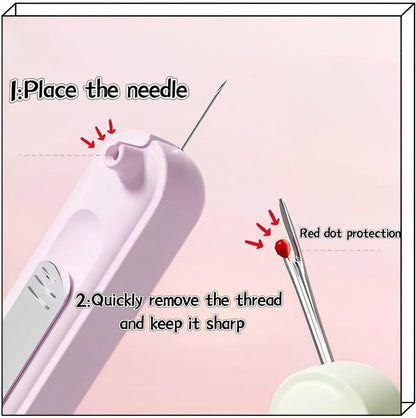 Upgraded 2 in 1 Automatic Needle Threaders Seam Ripper,Quilting Supplies Sewing Kit,Quick Sewing Machine Loop Needle Threaders (2PCS-Purple,Green)