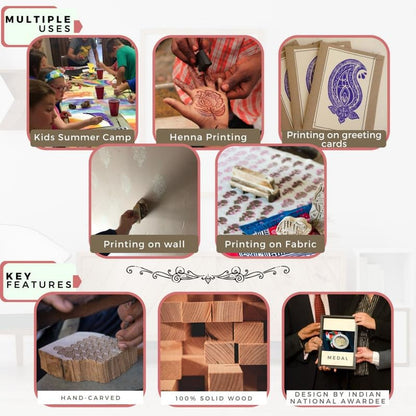 Wooden Printing Stamp (5 Count)