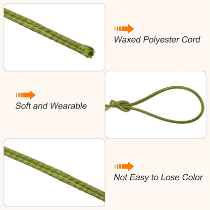 MECCANIXITY Waxed Cord 1mm Waxed Polyester Cord 175 Yard Wax String for Bracelet Making,Necklaces, Beading,Jewelry Making and DIY Crafts(Army Green), 0.04 inch-Dia