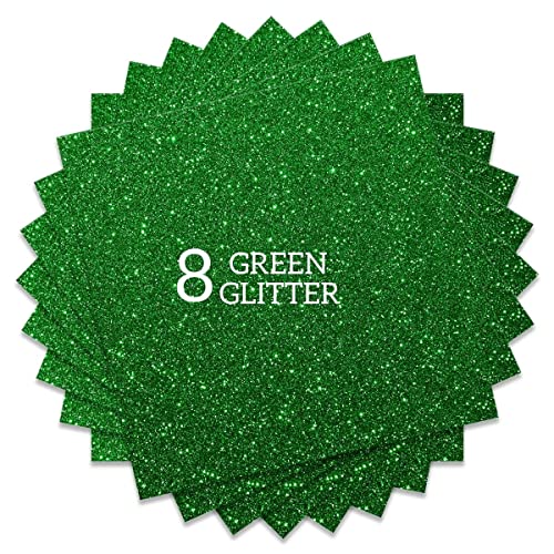 Green Grass Glitter HTV Heat Transfer Vinyl Bundle 8 sheets (8 Count)