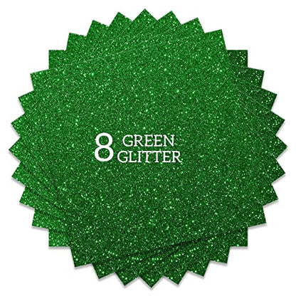 Green Grass Glitter HTV Heat Transfer Vinyl Bundle 8 sheets (8 Count)
