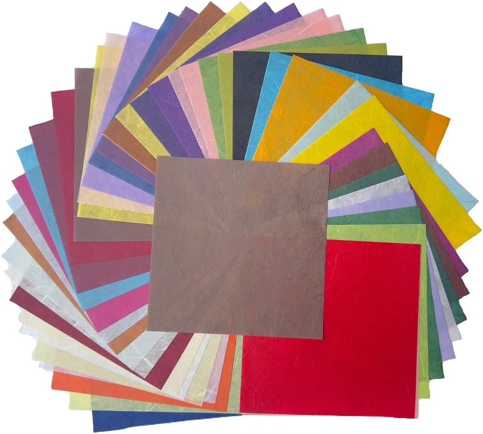 50 Colors 50 Sheets 6 x 6 Inches Natural Fiber Mulberry Tree Square Origami Paper Arts Folding Craft, Decoration Paper, Writing Painting Square Folding Paper for DIY Crafts (Mixed Color, 6"x6") - Crafty Corner