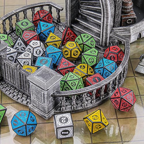 35Pcs Retro DND Polyhedral Dice Set with Storage Pouch (35 Count)