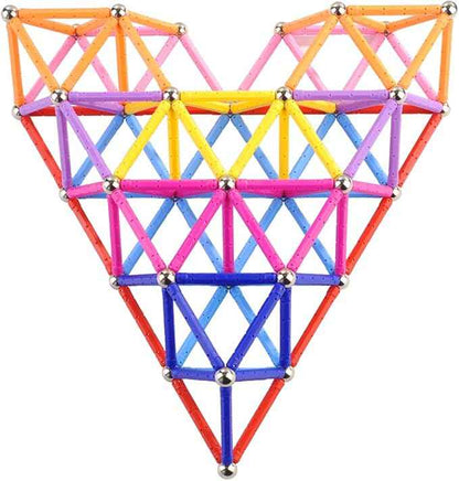Beicarin 204 Pcs Magnetic Building Sticks Blocks Toys, 2.3" Length Magnet Educational Stacking Toys Set for Kids and Adult, STEM Building Toy 3D Non-Magnetic Balls with Storage Bag