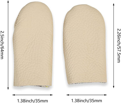 4 Pairs Leather Finger Protector Needle Felting Knitting Finger Thimble Guards Tools, Fingers Thumb Protector for Knitting Sewing Quilting Pin Needles Craft Accessories DIY Sewing Tools(Random Color)