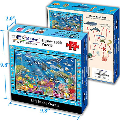 Colorful Ocean Life 1000 Pieces Jigsaw Puzzle for Kids 13+ (1000 Count)