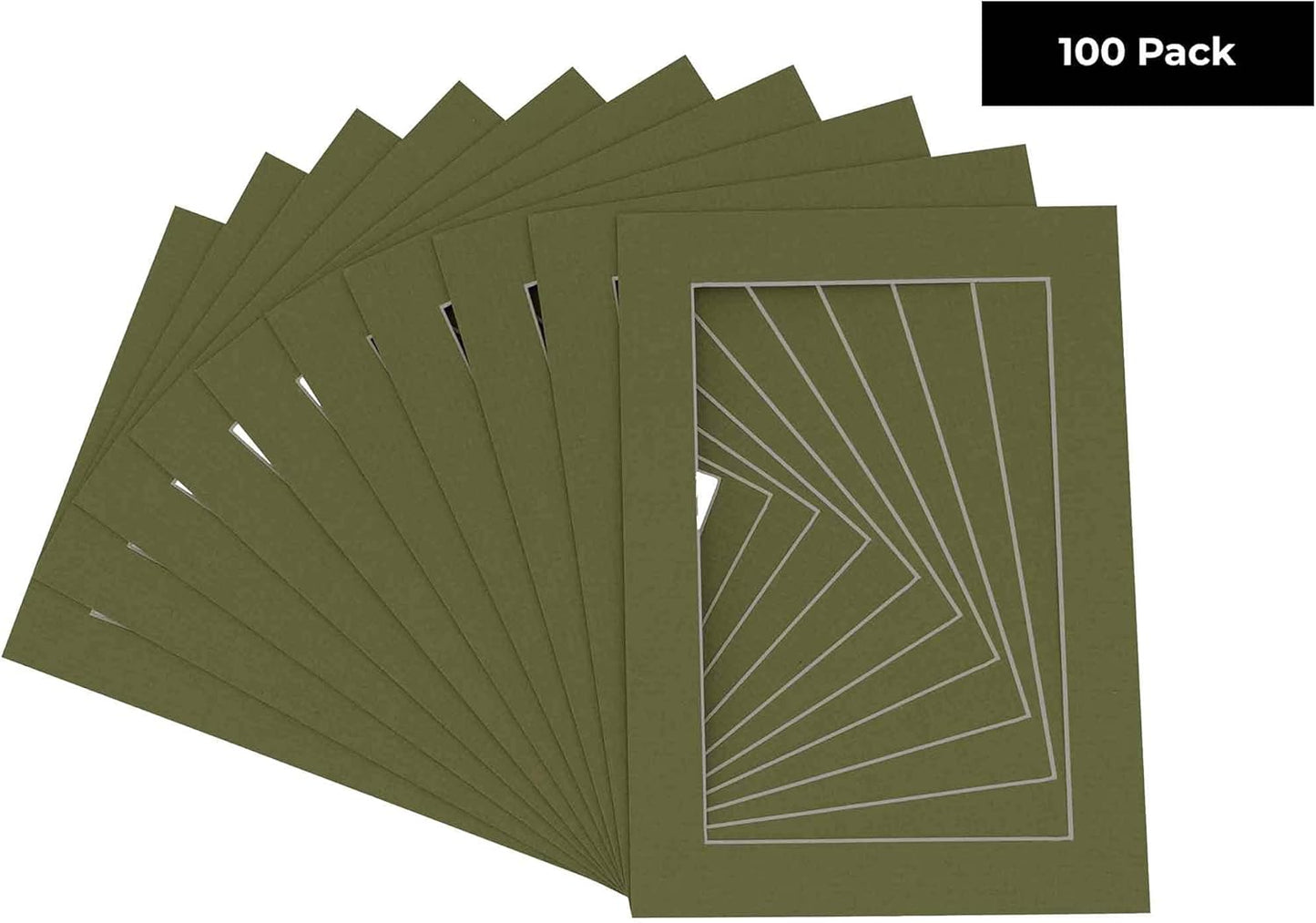 11x14 Mat for 8.5x11 Photo - Precut Dill Green Picture Matboard for Frames Measuring 11 x 14 Inches - Bevel Cut Matte to Display Art Measuring 8.5 x 11 Inches - Acid Free Pack of 100 MATS