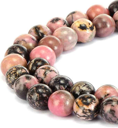 60pcs Adabele Natural Rhodonite Healing Gemstone 6mm (0.24 inch) Round Loose Beads Gem Stone Spacer for Craft Jewelry Making GF24-6