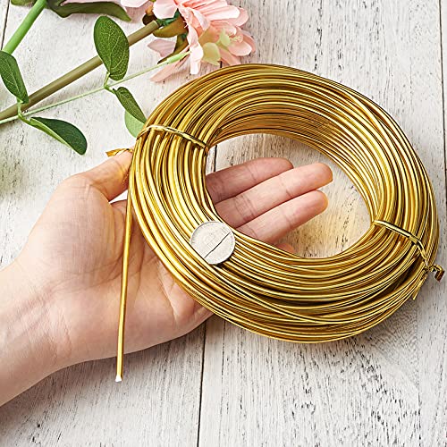 82 Feet 9 Gauge Round Aluminum Wire 3mm Golden Bendable Metal Craft Wire for Beading Jewelry Craft Making 25m Long